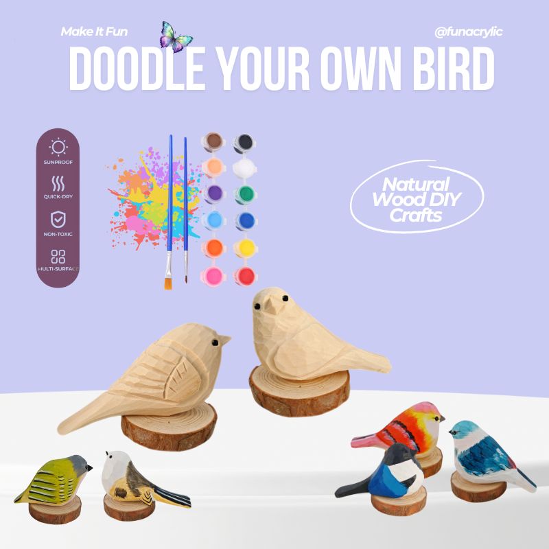 Fun Wooden Bird & Marker Craft Kit 🦜
