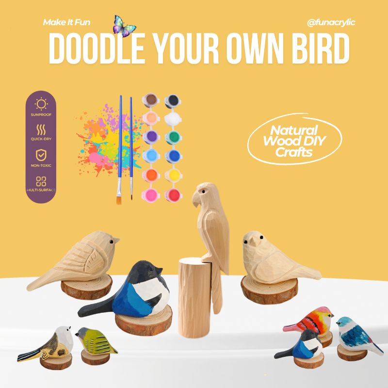 Fun Wooden Bird & Marker Craft Kit 🦜