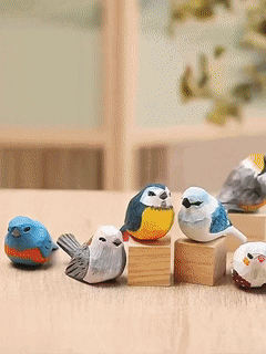 Colorful Hand-Painted Wooden Bird DIY Home Decor