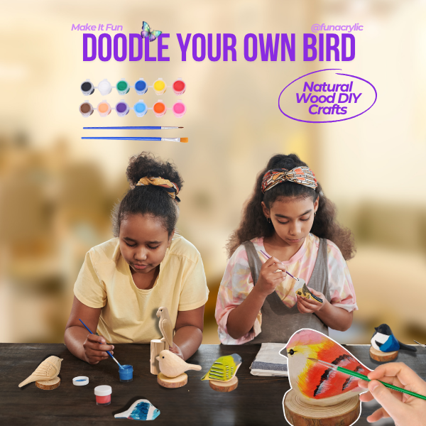 🦜Fun Wooden Bird & Acrylic Paint DIY Kit