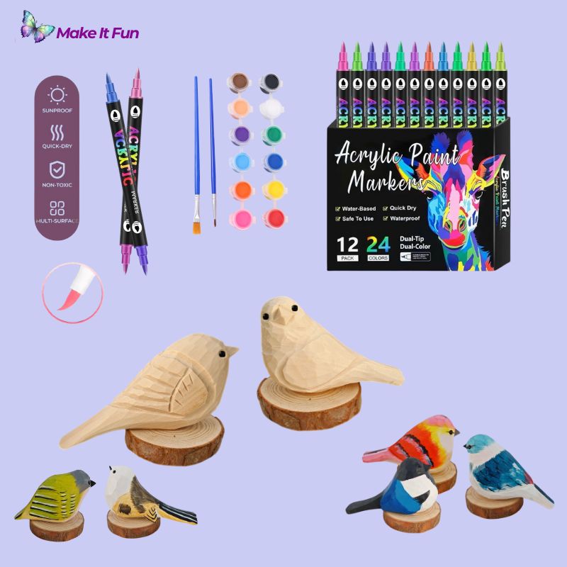 Fun Wooden Bird & Marker DIY Kit 🦜