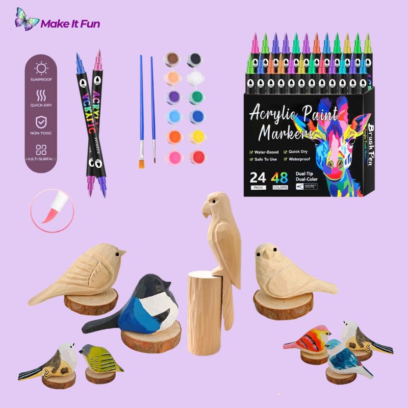 Fun Wooden Bird & Marker DIY Kit 🦜