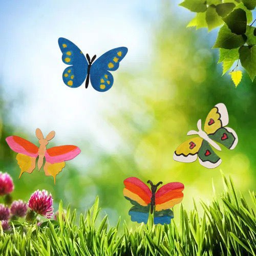 Colorful wooden butterfly doodle kit, perfect for art projects and crafts.