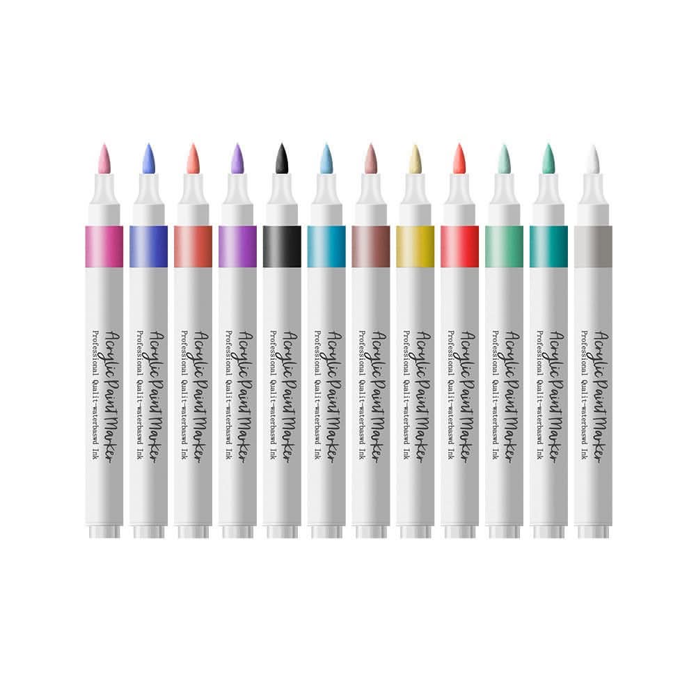 acrylic paint marker set in dreamy blue-themed packaging with white background, perfect for vibrant DIY projects and creative artwork.