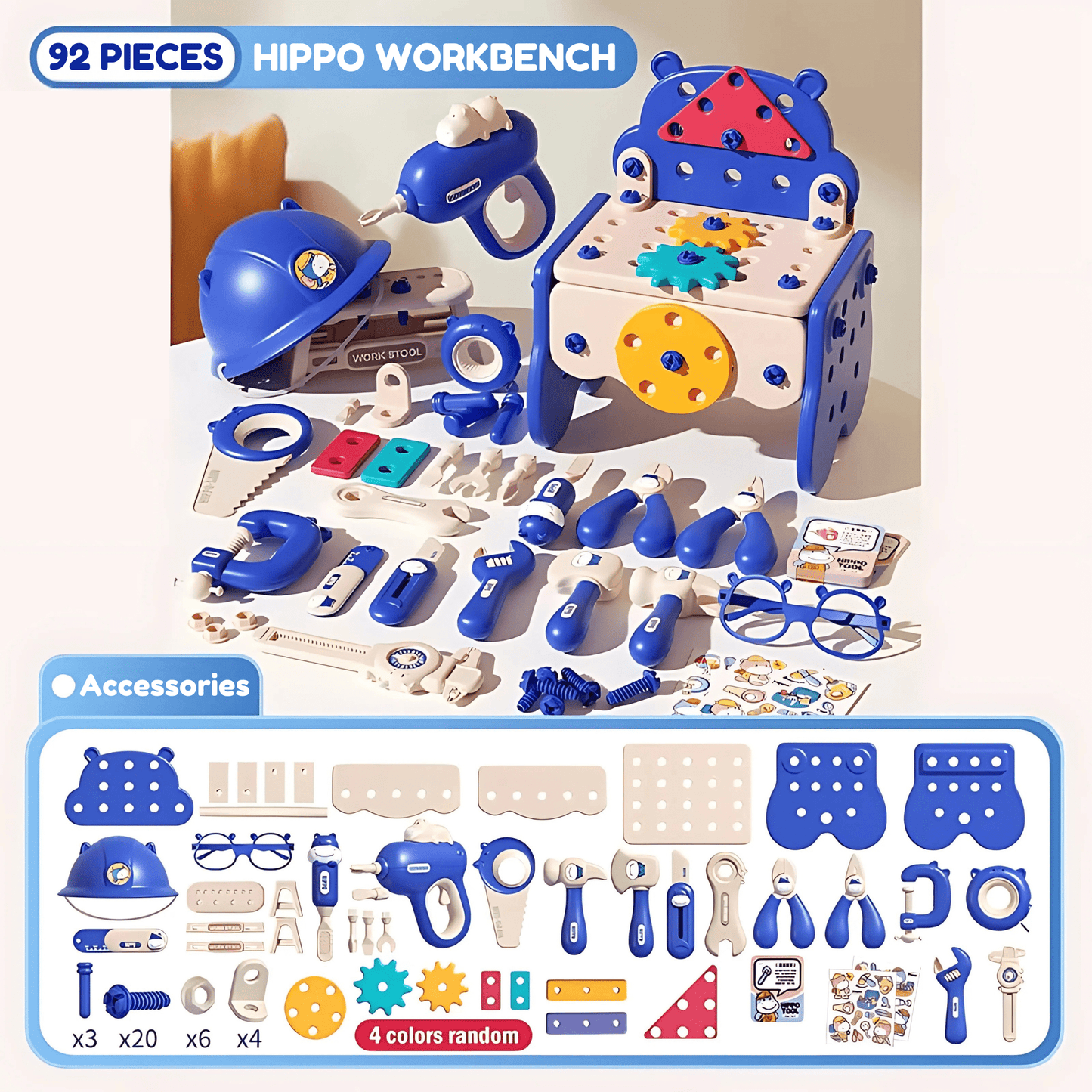 🦛Hippo All-in-one Tool Hub DIY Montessori Tool Box Set