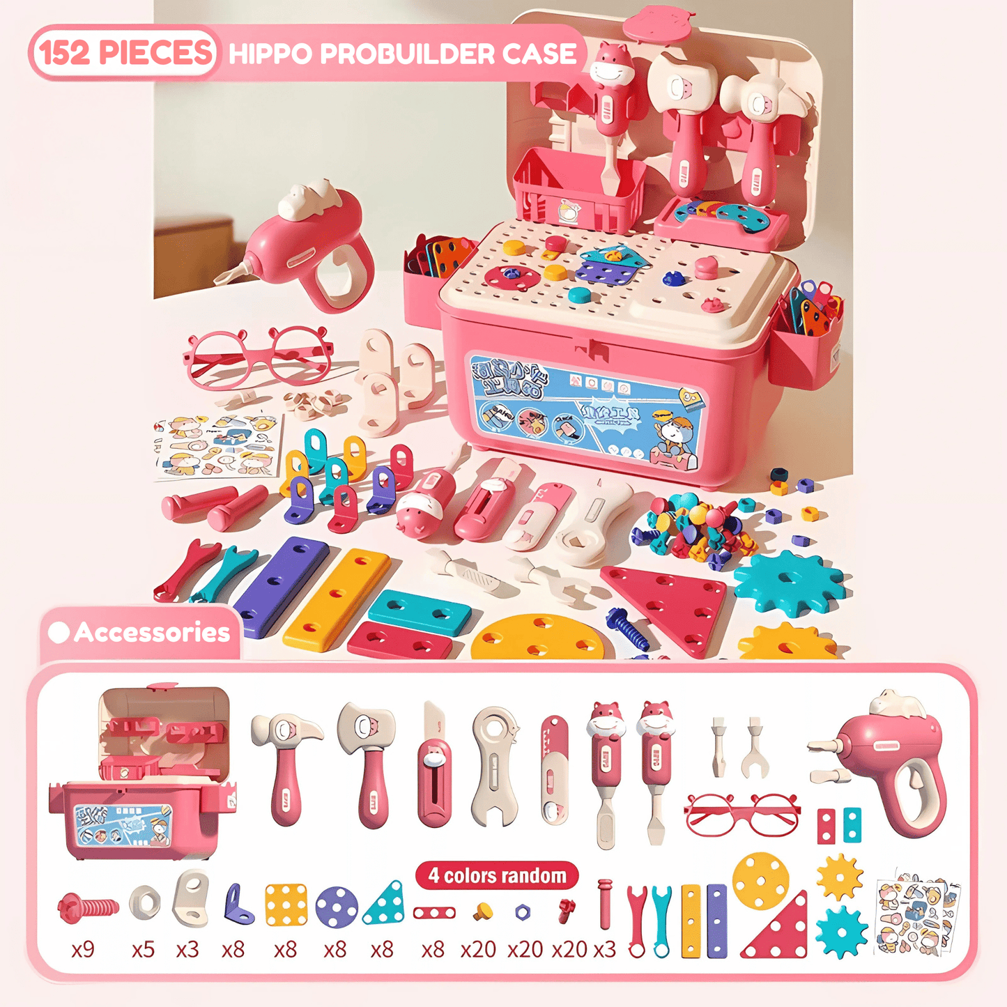 🦛Hippo All-in-one Tool Hub DIY Montessori Tool Box Set
