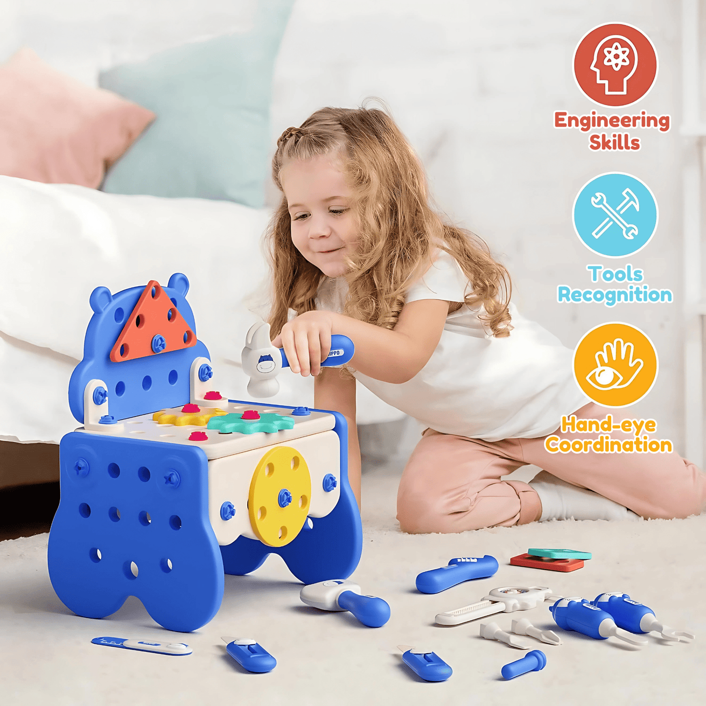 🦛Hippo All-in-one Tool Hub DIY Montessori Tool Box Set