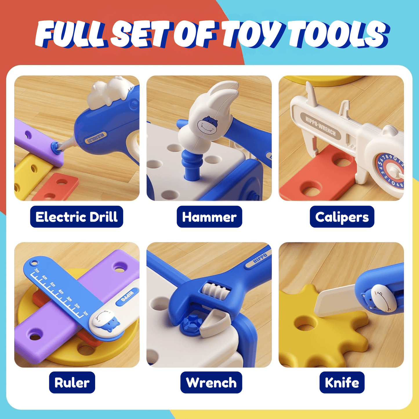 🦛Hippo All-in-one Tool Hub DIY Montessori Tool Box Set