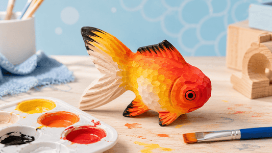 Carved Wooden Fish: How to Paint a Goldfish Step by Step - FunAcrylic