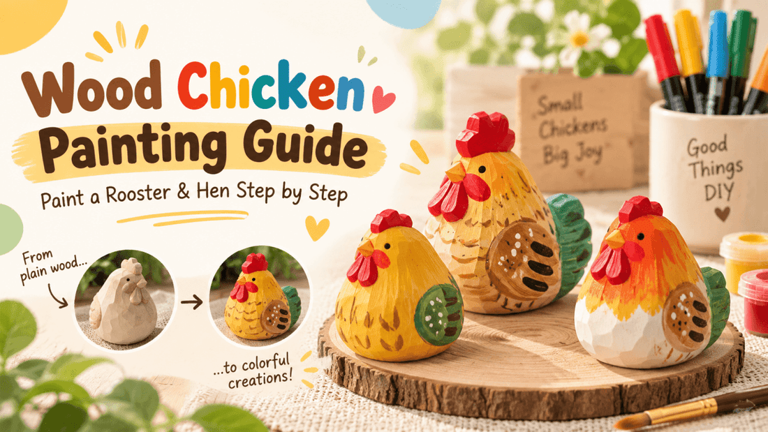 Wood Chicken Painting Guide: Paint a Rooster & Hen Step by Step - FunAcrylic