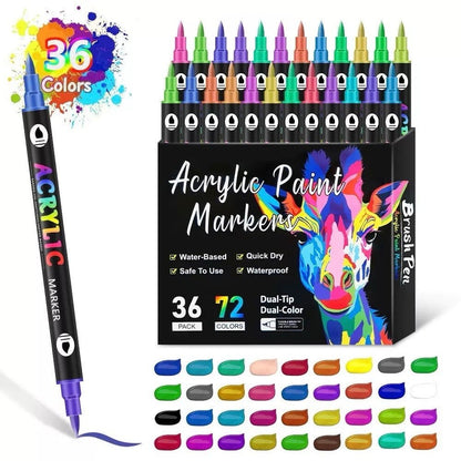 Box of 36 dual-tip acrylic paint markers offering 72 vibrant colors