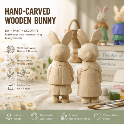 DIY Wooden Bunny Craft Kit | Paint Your Own Easter Rabbit Figurine - FunAcrylic