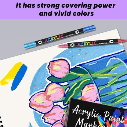 Dual Tip Acrylic Paint Pen Marker - 24/48/72 Colors - FunAcrylic
