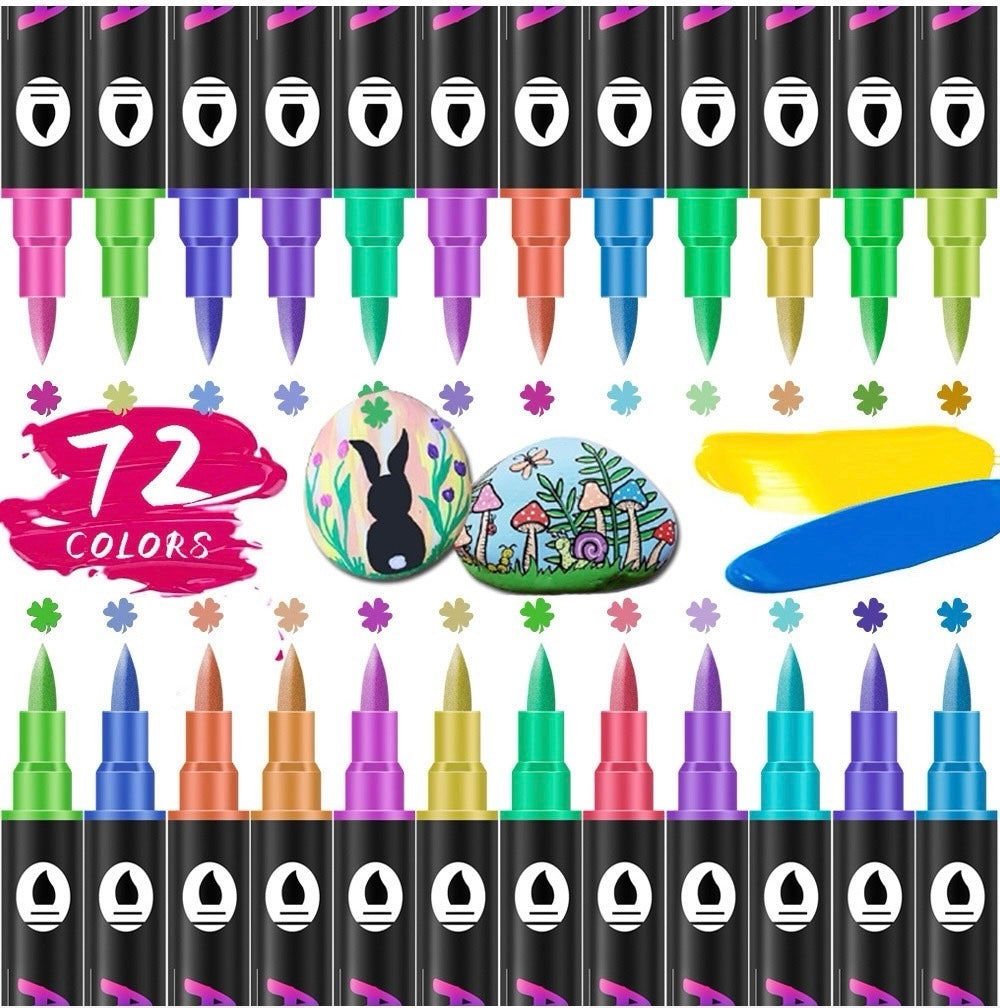 Dual Tip Acrylic Paint Pen Marker - 24/48/72 Colors - FunAcrylic