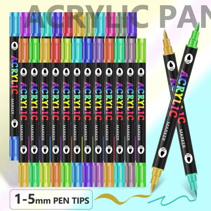 Dual Tip Acrylic Paint Pen Marker - 24/48/72 Colors - FunAcrylic