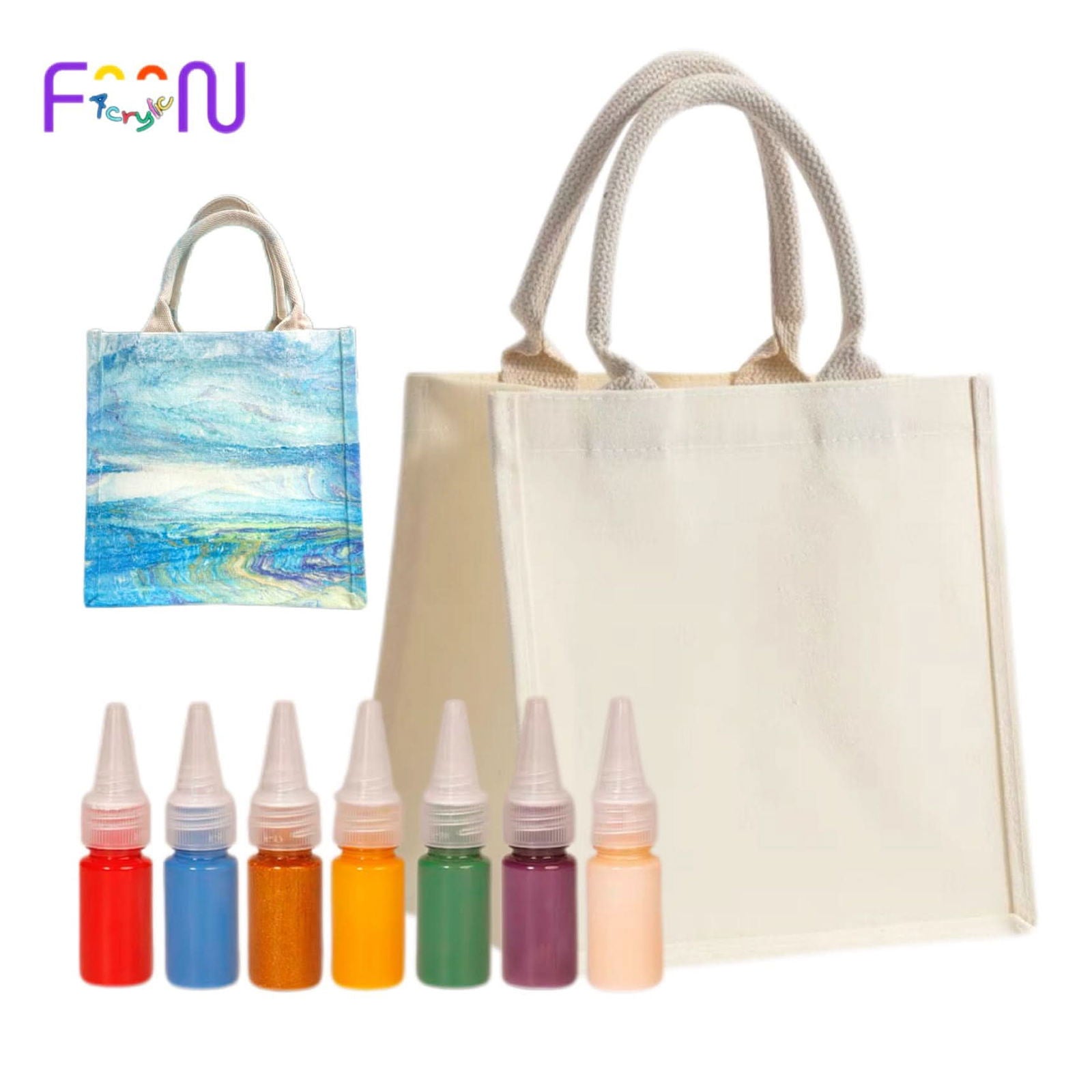 Eco - Friendly Lacquer Dye Canvas Tote Bag Set - FunAcrylic