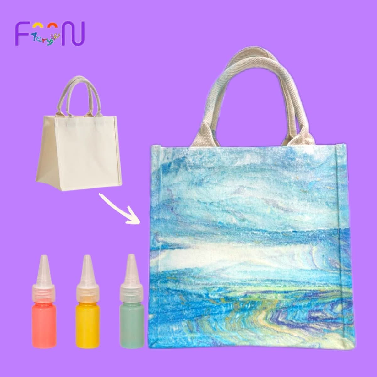 Eco - Friendly Lacquer Dye Canvas Tote Bag Set - FunAcrylic