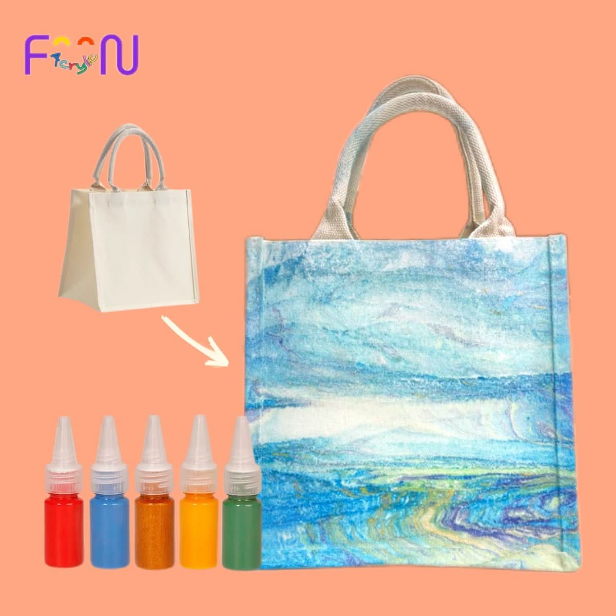 Eco - Friendly Lacquer Dye Canvas Tote Bag Set - FunAcrylic