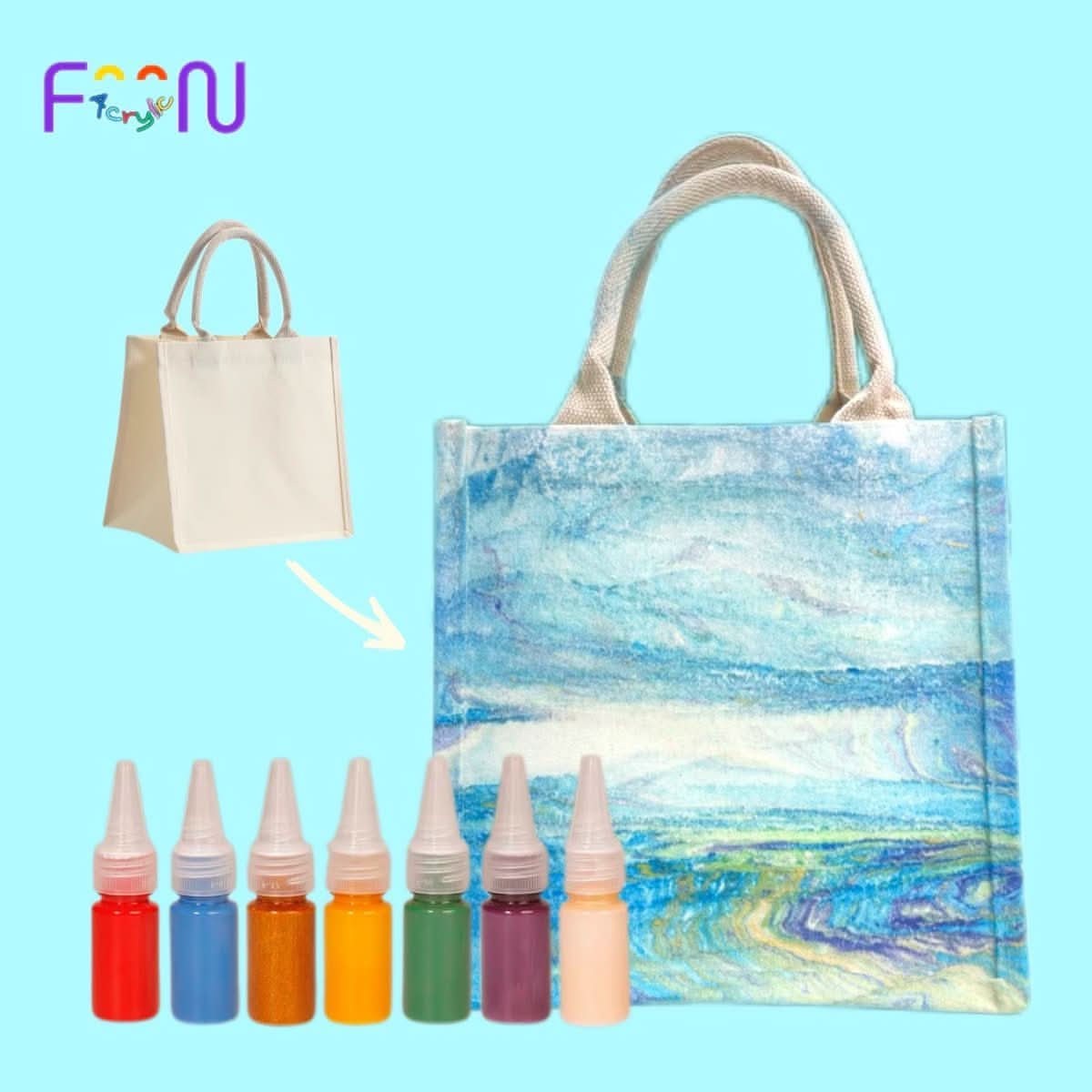 Eco - Friendly Lacquer Dye Canvas Tote Bag Set - FunAcrylic
