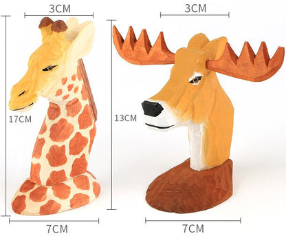 Dimensions with height and width for giraffe and deer wooden glasses stands