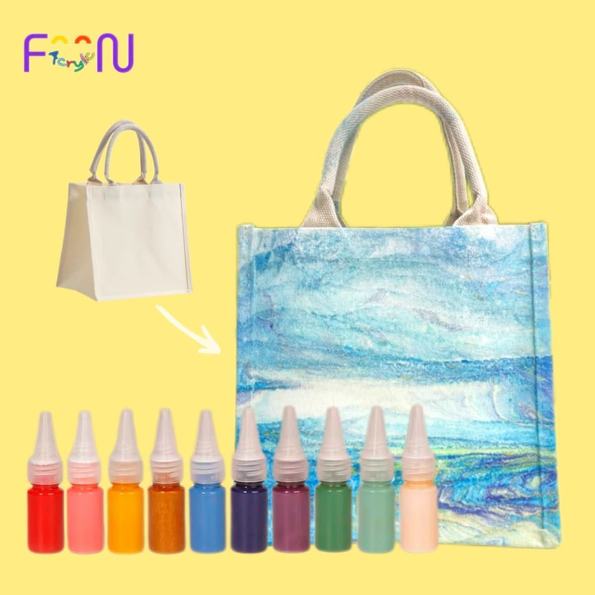 Eco-Friendly Lacquer Dye Canvas Tote Bag Set