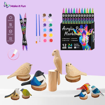 Fun Wooden Bird & Marker Craft Kit 🦜