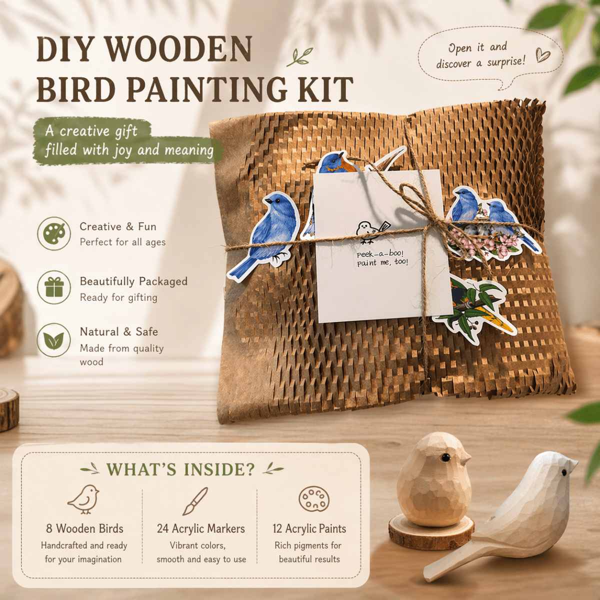Wooden Bird & Marker Craft Kit 🦜 - FunAcrylic