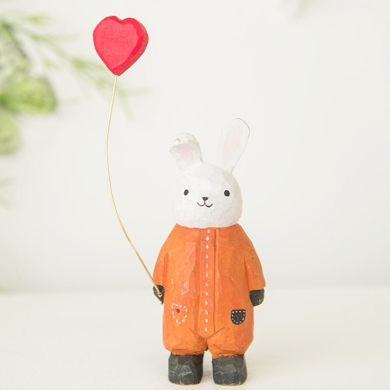 Hand - Carved Wooden Balloon Rabbit | Whimsical Desk Decor - FunAcrylic
