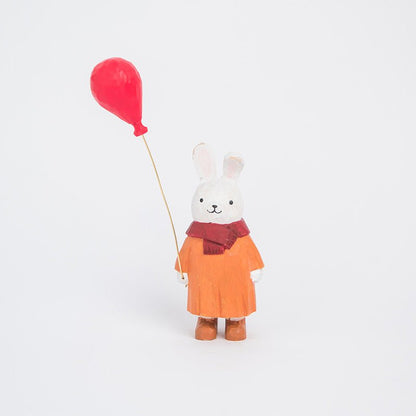 Hand - Carved Wooden Balloon Rabbit | Whimsical Desk Decor - FunAcrylic