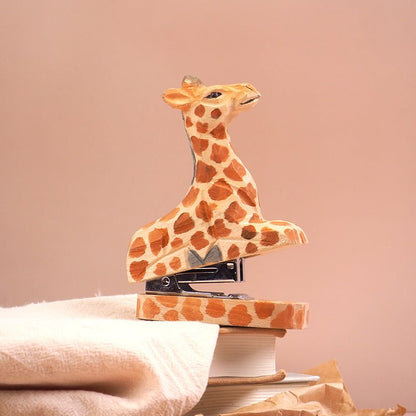 Hand - Carved Wooden Animal Stapler | Creative Desktop Companion - FunAcrylic