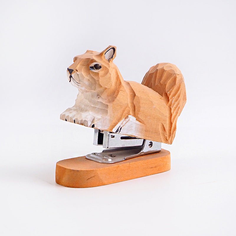 Hand - Carved Wooden Animal Stapler | Creative Desktop Companion - FunAcrylic