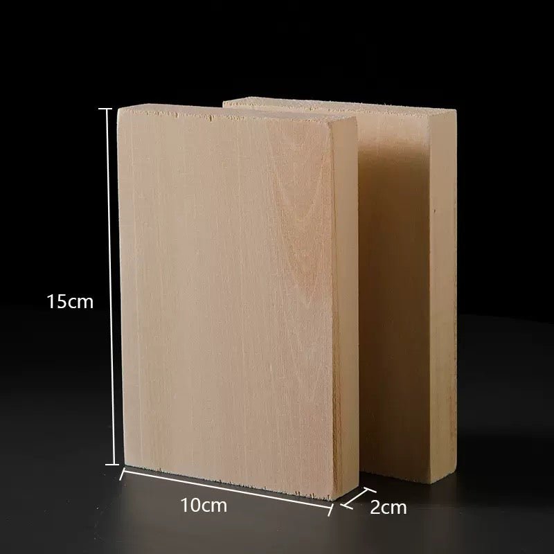 a wooden board with lenget of 10cm, width of 2cm,and height of 15cm