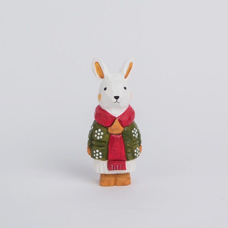 Hand - Carved Wooden Easter Rabbit | Whimsical Desk Decor - FunAcrylic