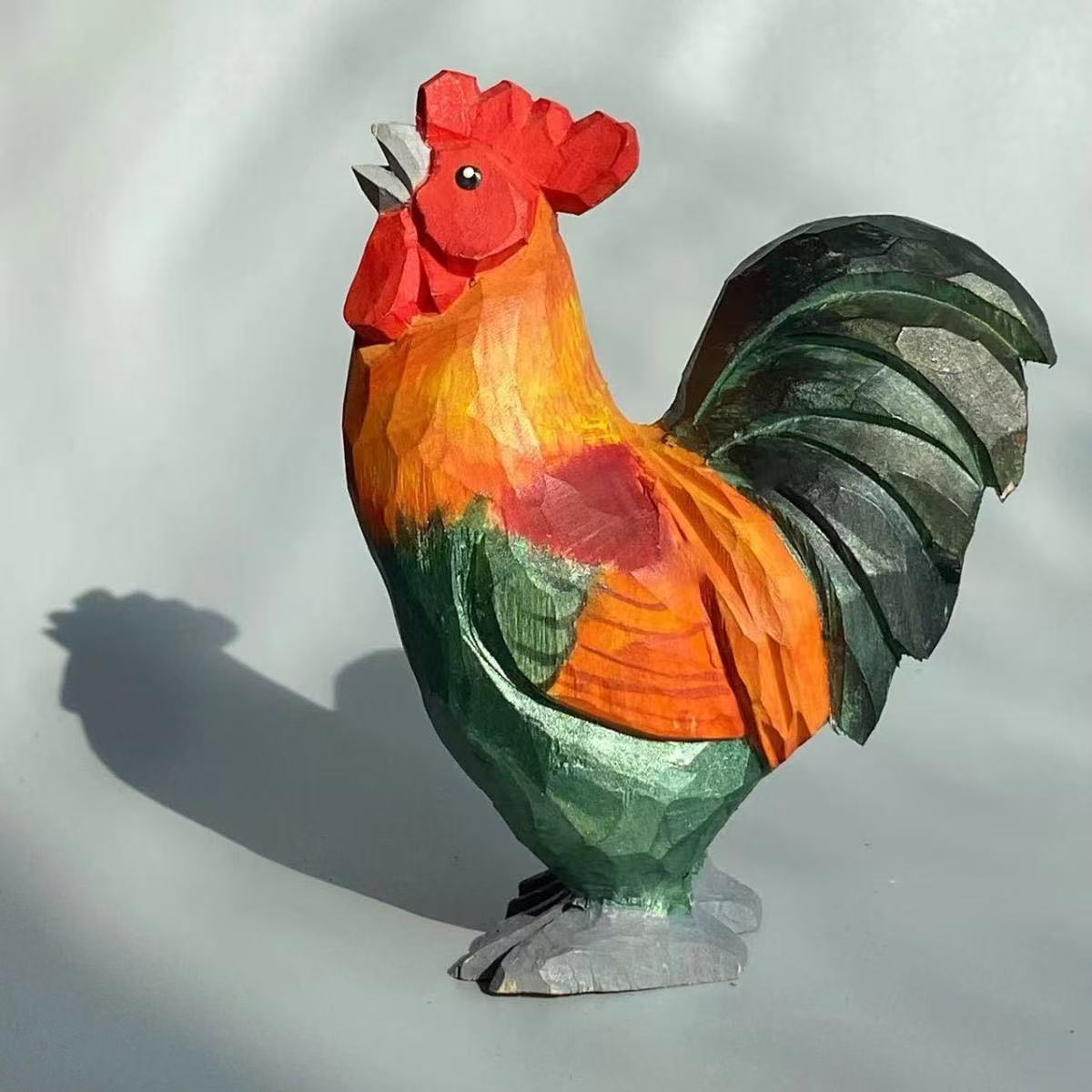 Hand - Carved Wooden Chicken Ornament | Cute Rustic Desk Decor - FunAcrylic