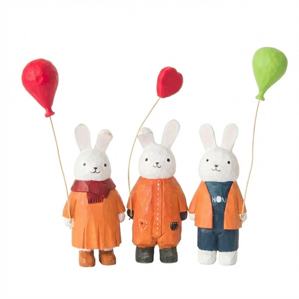 Hand - Carved Wooden Balloon Rabbit | Whimsical Desk Decor - FunAcrylic
