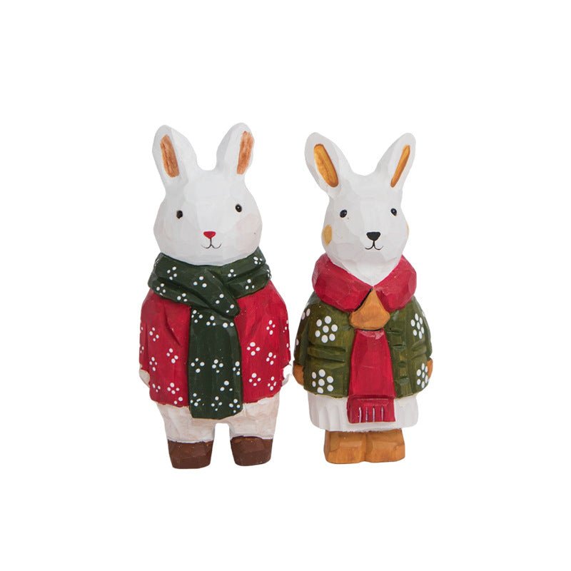 Hand - Carved Wooden Easter Rabbit | Whimsical Desk Decor - FunAcrylic