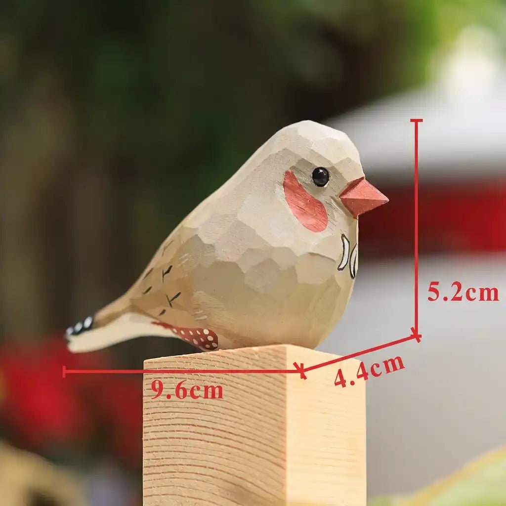 Hand - Carved White Zebra Finch Figurine - FunAcrylic
