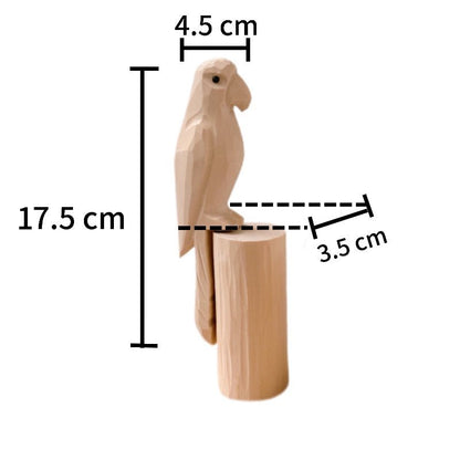 WoodenA wooden bird figurine home decor item standing on a log with dimensions listed Bird Home Decor - FunAcrylic