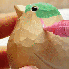 doodle your own wooden bird with acrylic paint