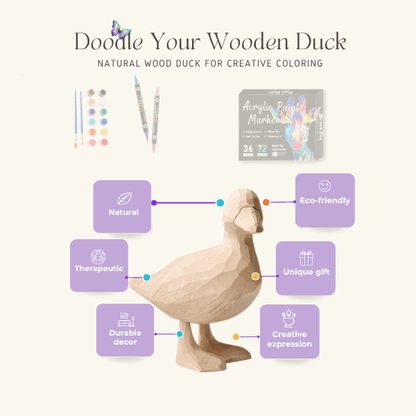 Set of 12 acrylic paint colors and markers included in the DIY duck craft kit