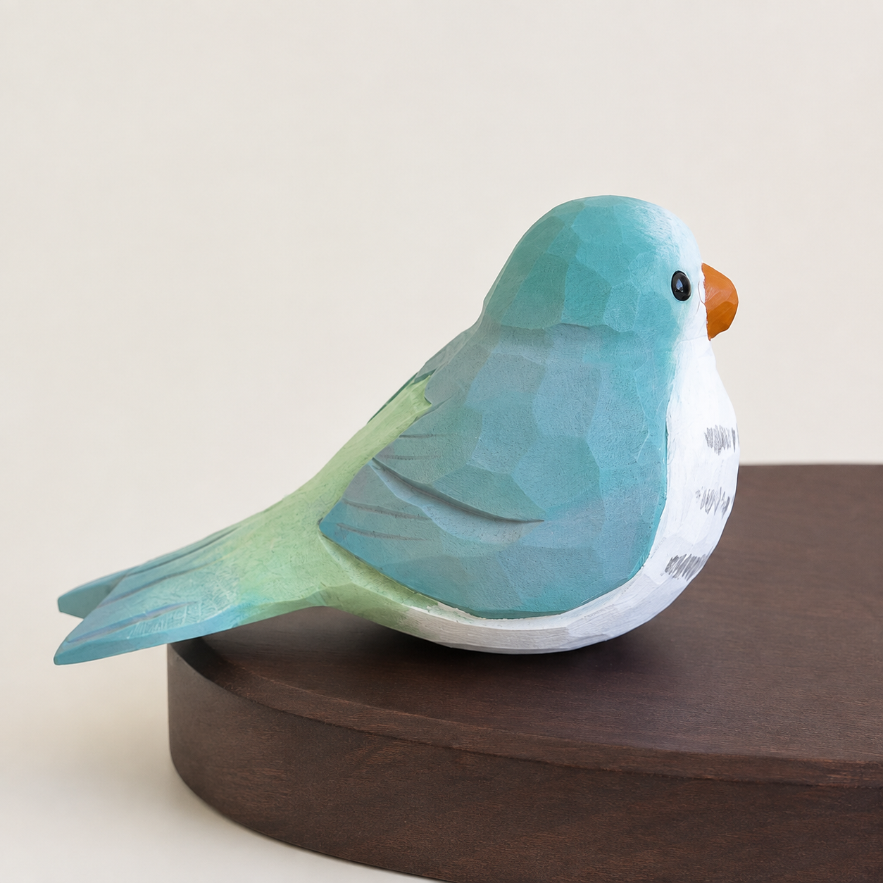 Blue hand-painted wooden parrot tabletop decoration
