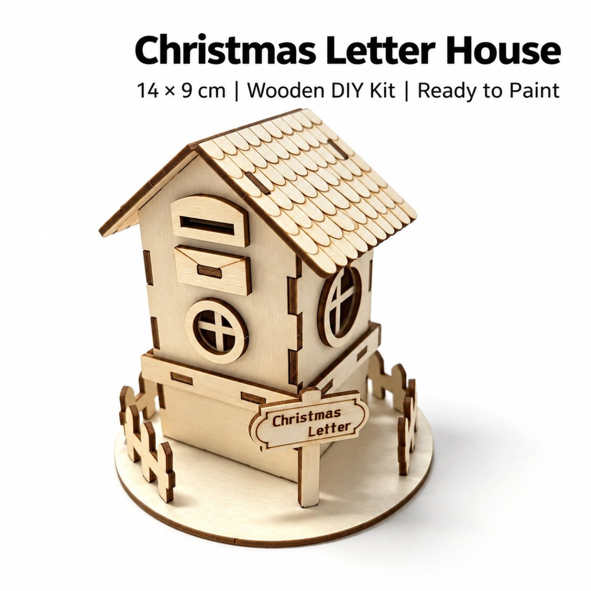 Christmas letter mailbox themed DIY wooden house with holiday decorations