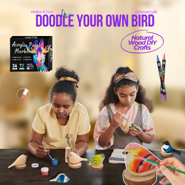 Fun Wooden Bird & Marker Craft Kit 🦜