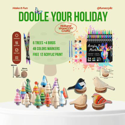 Wooden Bird & Wooden Tree Painting Kit - FunAcrylic