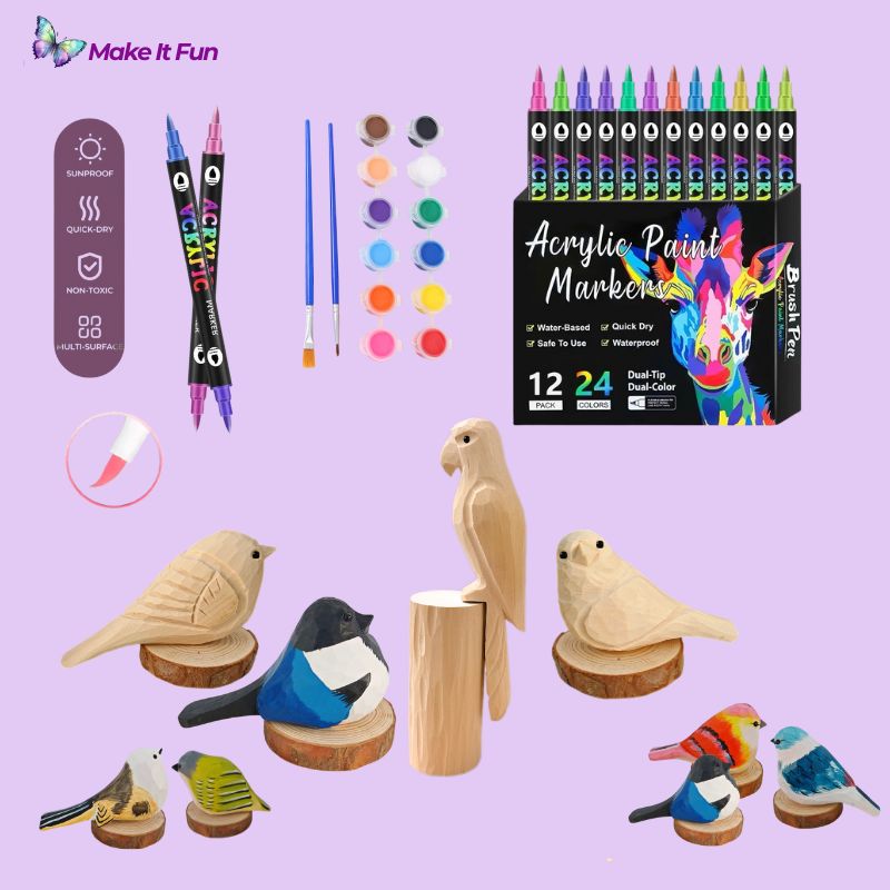 Fun Wooden Bird & Marker DIY Kit 🦜