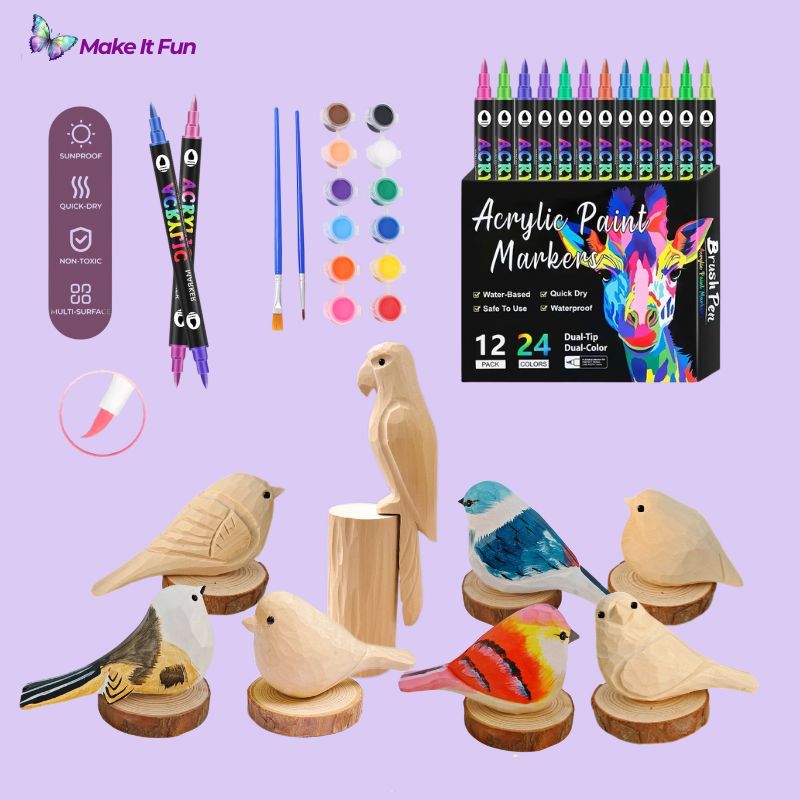 Fun Wooden Bird & Marker DIY Kit 🦜