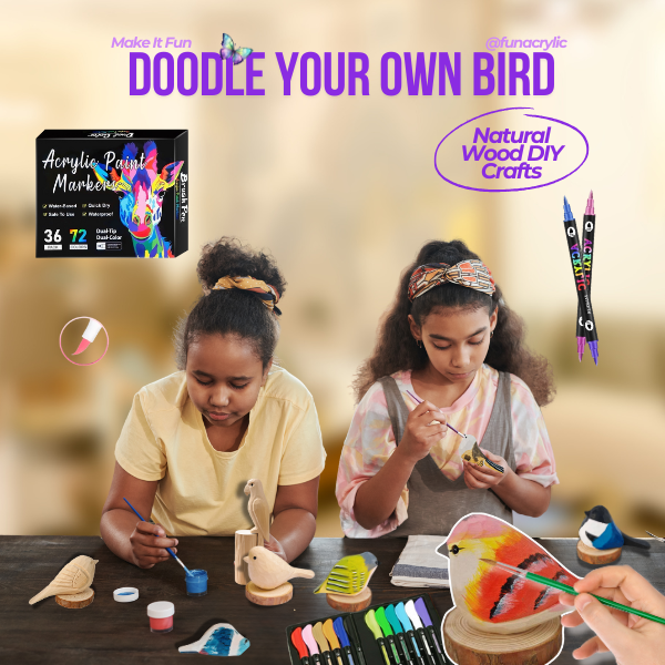 Fun Wooden Bird & Marker DIY Kit 🦜