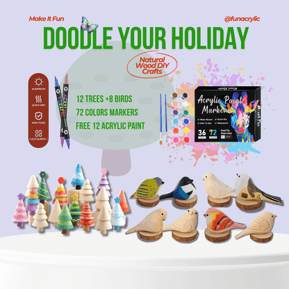 Wooden Bird & Wooden Tree Painting Kit - FunAcrylic