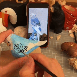 doodle your own wooden bird with acrylic paint