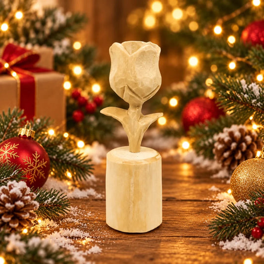 Hand-Carved Wooden Rose Figurine | Everlasting DIY Gift - FunAcrylic